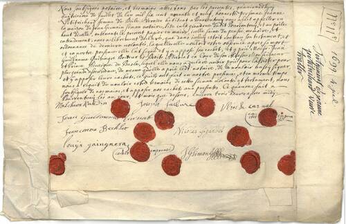 Testament von Jeanne Petitrichard, aus Porrentruy (AAEB, 1699)