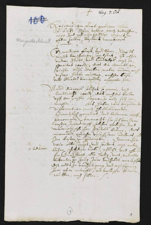 Handschriftliches Dokument in deutscher Sprache aus dem frühen 17. Jahrhundert