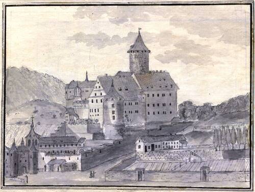 Le château de Porrentruy dessiné par Joseph Antoine Kohler (s.d., FK 15-1)